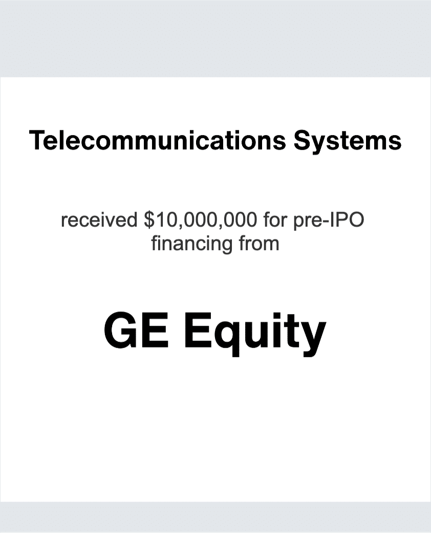 Telecommunications - GE Equity tombstone