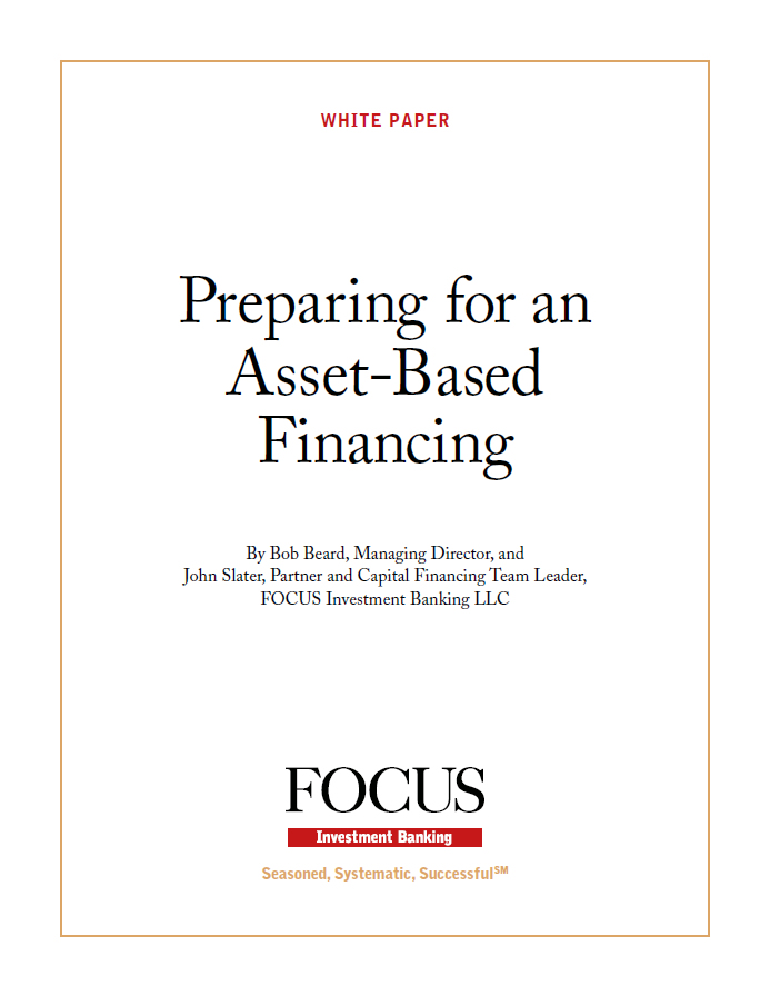 white paper cover reading "preparing for an asset based financing"