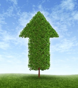 an illustrated image of a tree in the shape of an upward arrow