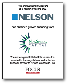 Nelson Worldwide has obtained growth financing from NewSpring Capital