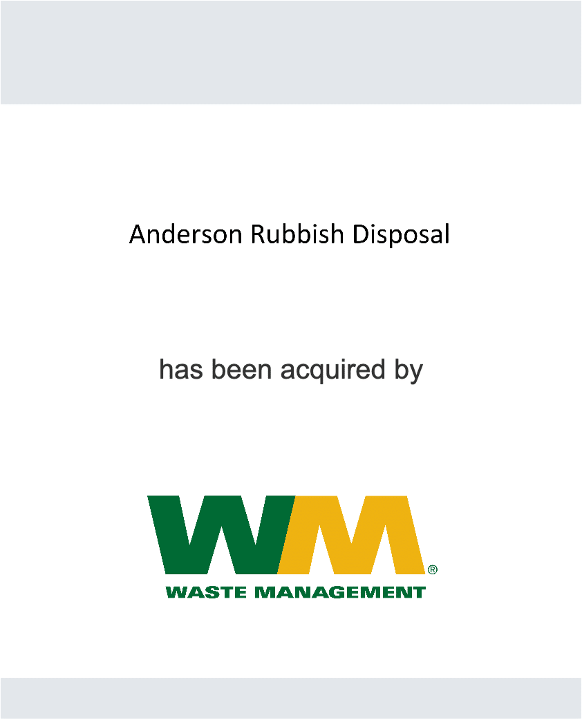 Anderson Rubbish Disposal - Waste Management tombstone