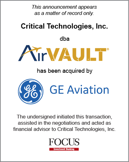 Critical Technologies, Inc. dba AirVault has been acquired by GE Aviation