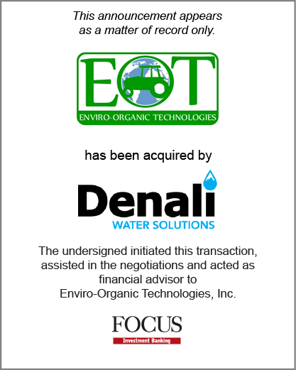 Enviro-Organic Technologies, Inc. has been acquired by Denali Water Solutions LLC