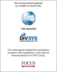 ICAPE Group has acquired DIVSYS International, LLC