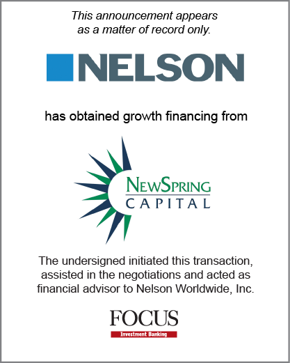 Nelson Worldwide has obtained growth financing from NewSpring Capital