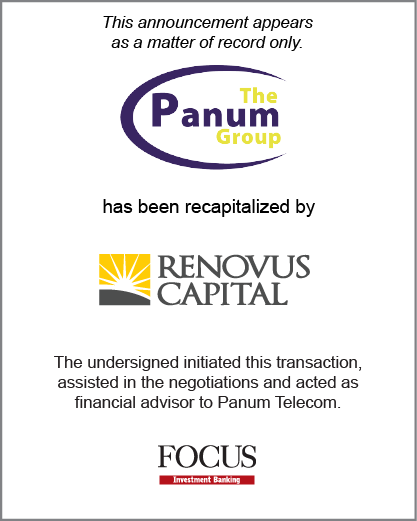 Panum Telecom has been recapitalized by Renovus Capital Partners