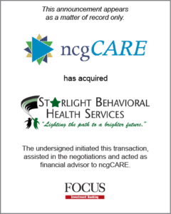 ncgCare has acquired Starlight Behavioral Health Services