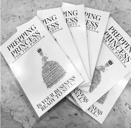 a fan spread of books titled "prepping the princess for the party"