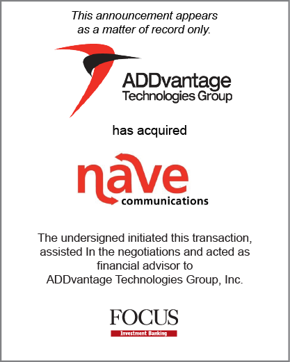 ADDvantage Technologies Group, Inc. has acquired Nave Communications Company.