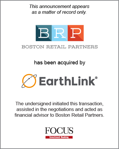 Acquisition announcement poster stating that brp is now owned by earthlink
