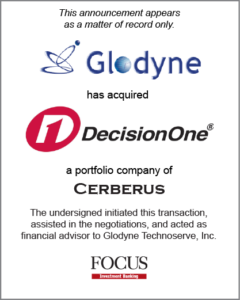 Glodyne Technoserve Limited has acquired U.S based DecisionOne Corporation
