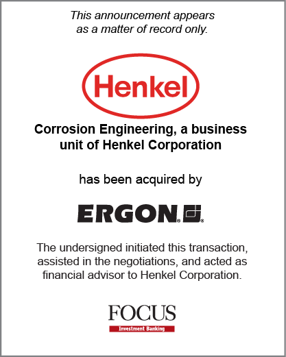 Corrosion Engineering, a business unit of Henkel Corporation has been acquired by Ergon.