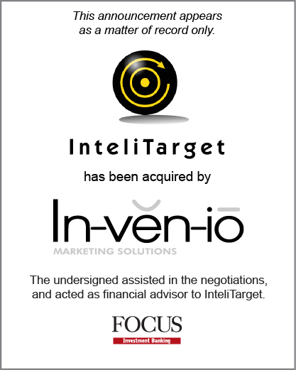 InteliTarget has been acquired by Invenio Marketing Solutions