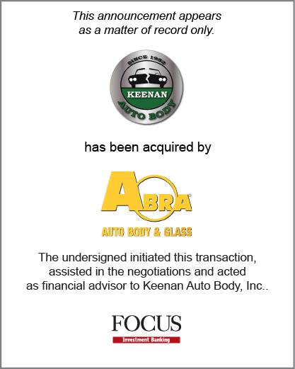 Keenan Auto Body, Inc. has been acquired by ABRA Auto Body & Glass
