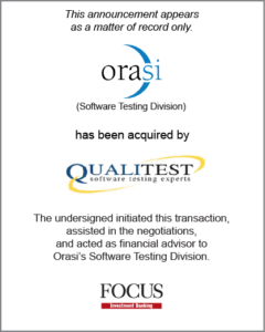 Orasi's Software Testing Division has been acquired by QualiTest