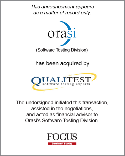 Orasi's Software Testing Division has been acquired by QualiTest
