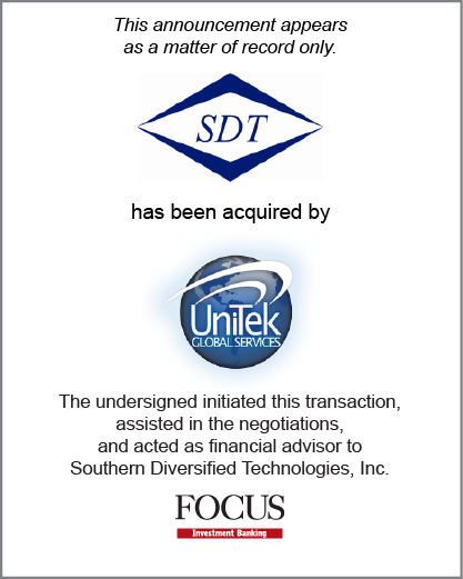 Southern Diversified Technologies, Inc. has been acquired by UniTek Global Services, Inc.