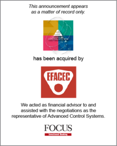 Advanced Control Systems has been acquired by EFACEC