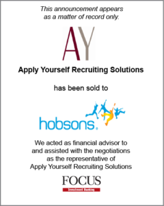 Apply Yourself Recruiting Solutions has been sold to Hobsons
