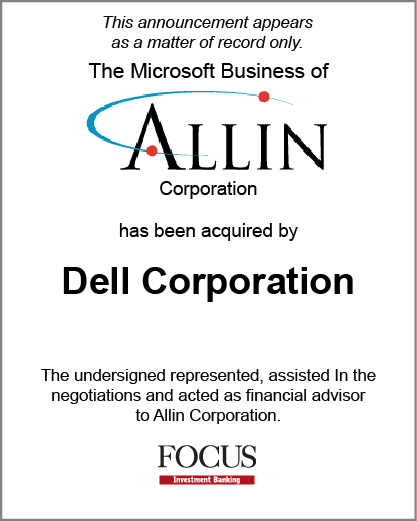 The Microsoft Business of Allin Corporation has been acquired by Dell Corporation