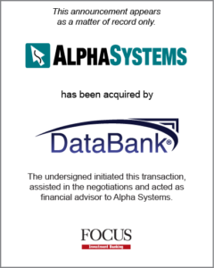 Alpha Systems has been acquired by DataBank