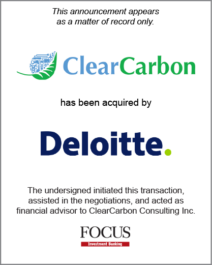 ClearCarbon Consulting Inc. has been acquired by Deloitte Consulting LLP