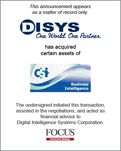 DISYS has acquired certain assets of CSI.