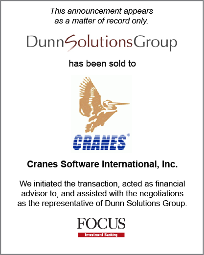 Dunn Solutions Group has been sold to Cranes Software International, Inc.