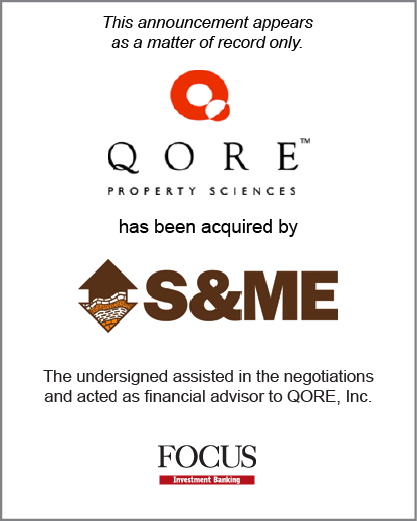 M A Specialist Advises Qore In Sale Of Business To S Me Focus Investment Banking Llc