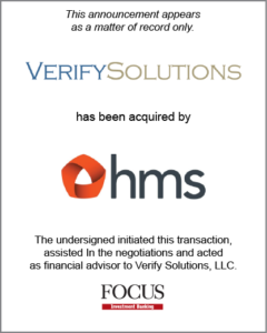 Verify Solutions, LLC has been acquired by HMS Holdings Corp.