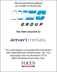 Burnhart Holdings (dba WEC Group) has been acquired by Amari UK Inc.
