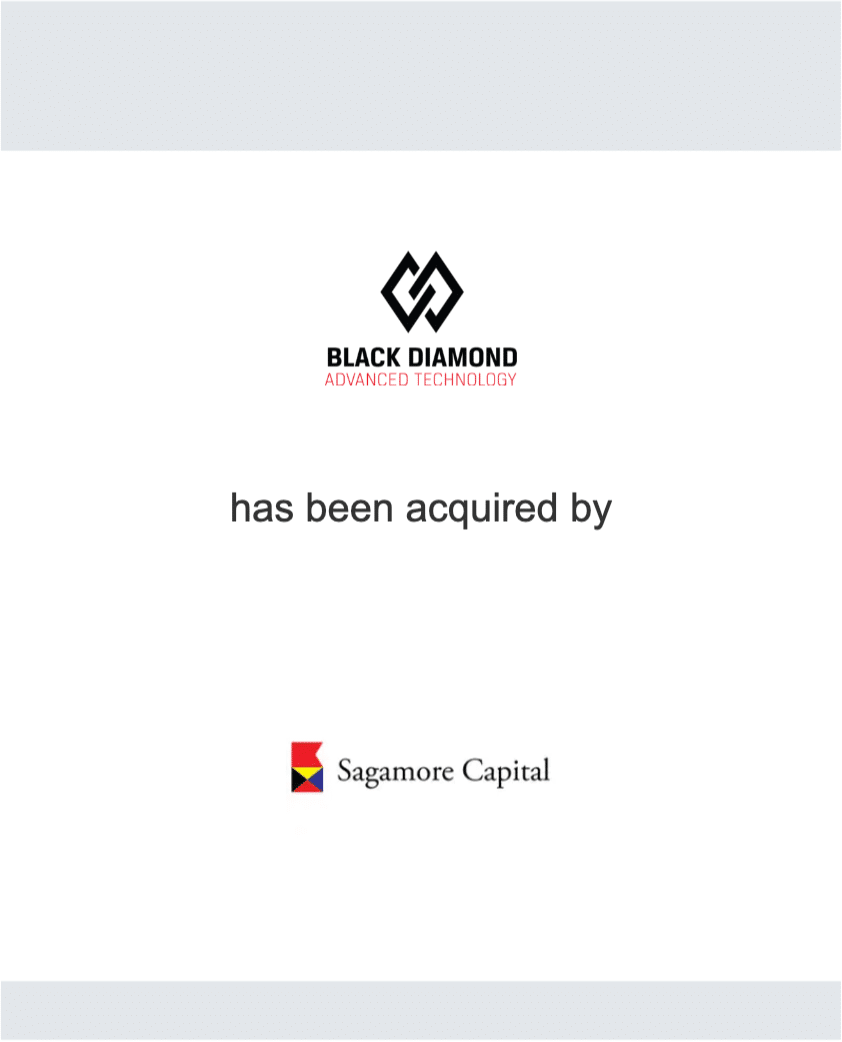 Black Diamond Advanced Technology - Sagamore Capital tombstone