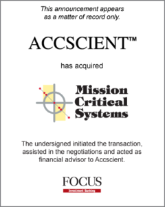 Accscient has acquired Mission Critical Systems