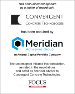 Convergent Concrete Technologies has been acquired by Meridian Adhesives Group
