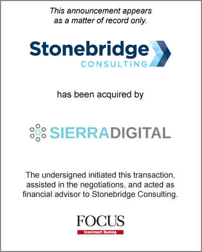 Stonebridge Consulting, LLC has been acquired by Sierra Digital Inc.
