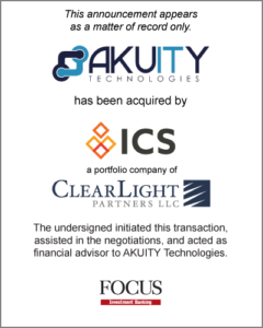 AKUITY Technologies has been acquired by ICS a portfolio company of ClearLight Partners LLC