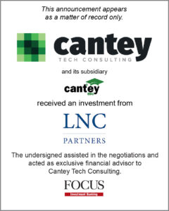 Cantey Tech Consulting and its subsidiary Cantey EDU received and investment from LNC Partners