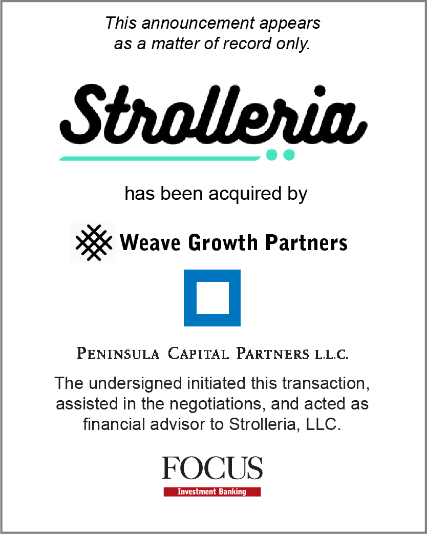 Strolleria has been acquired by Weave Growth Partners and Peninsula Capital Partners