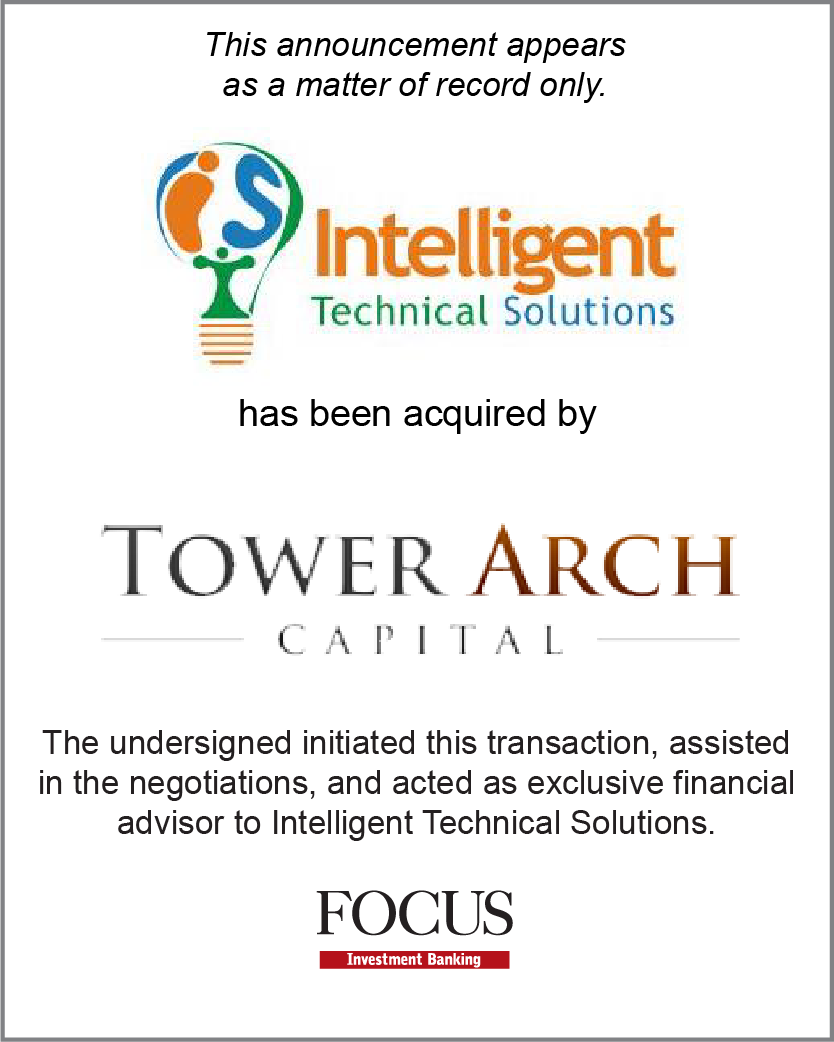 Intelligent Technical Solutions, Inc. has been acquired by Tower Arch Capital
