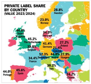 map private label share by country