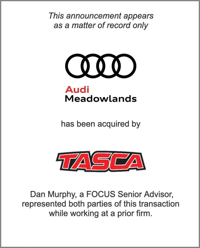 Audi acquired by Tasca pre-FOCUS tombstone