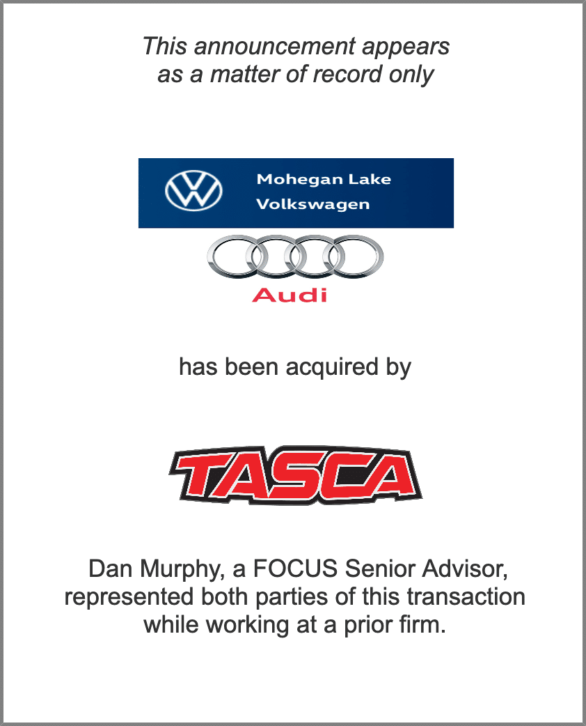 Mohegan Lake VW and Audi has been acquired by Tasca pre-FOCUS tombstone