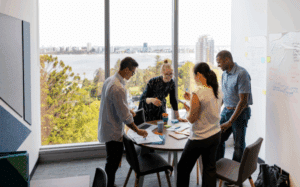 team around table